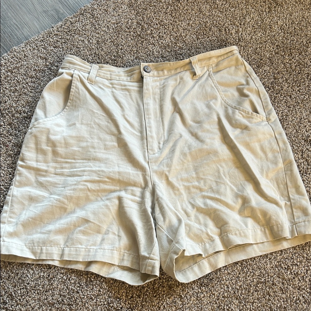 Relativity Light Beige Flat-Front Men's Shorts